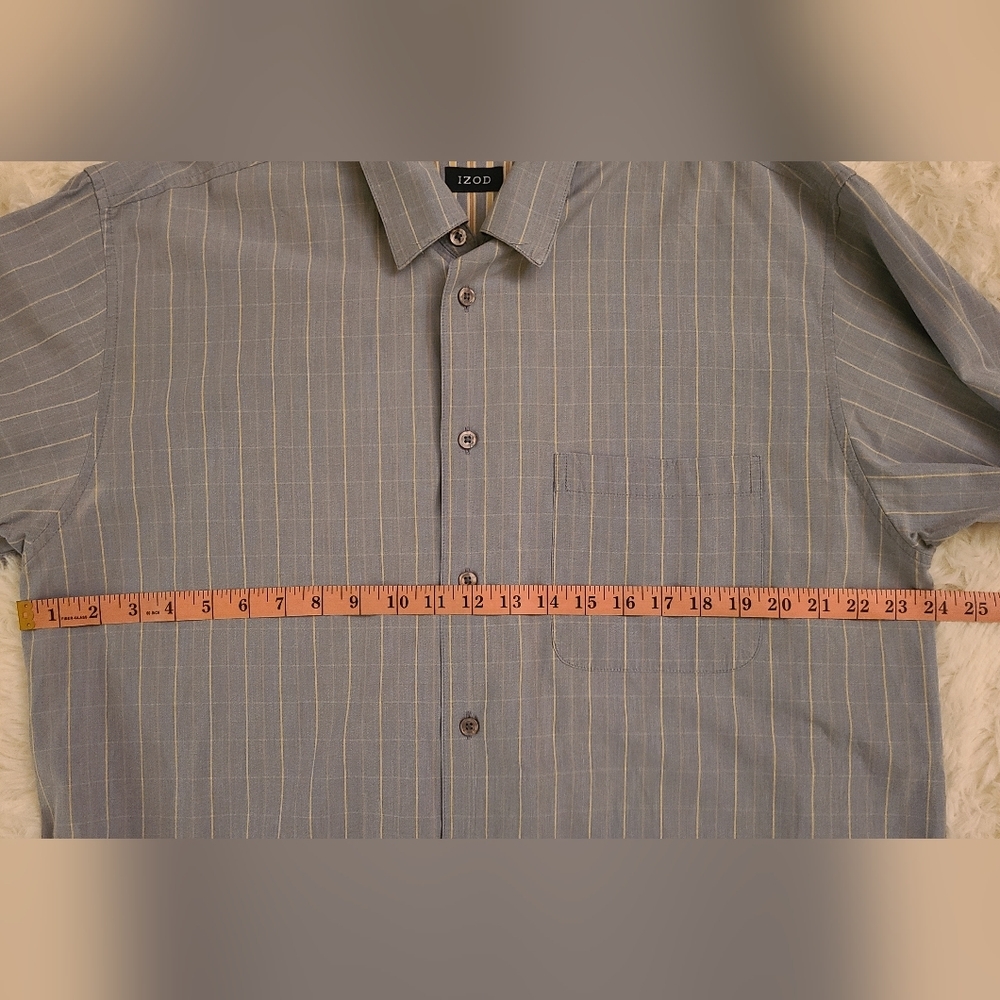 IZOD Men's Blue Striped Long Sleeve Button Down Shirt - Size Large‎ - Picture 6 of 7